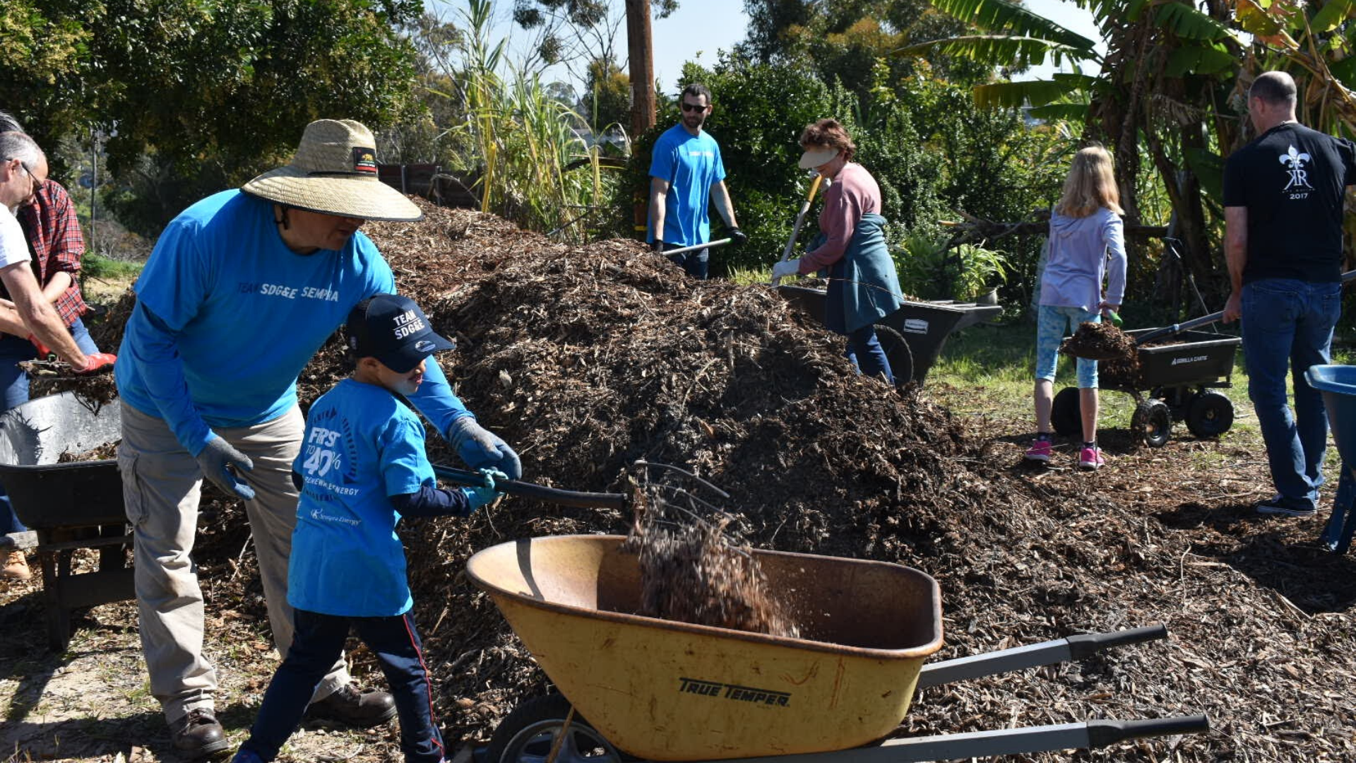 Team SDG&E volunteers work on beautification at Olivewood Gardens.