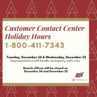 Customer Contact Center Holiday Hours
