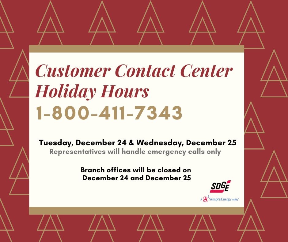Customer Contact Center Holiday Hours