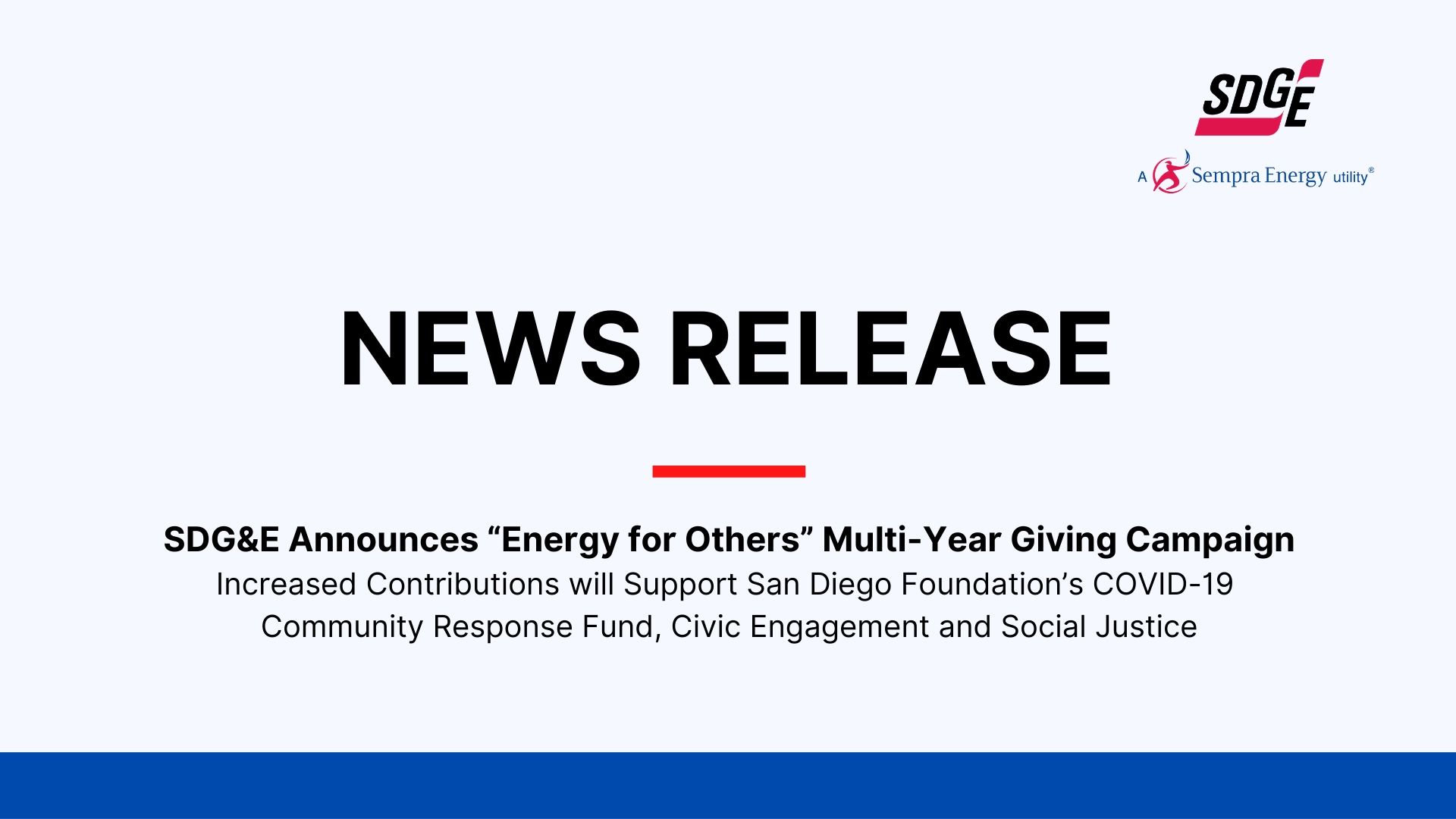 SDG&E Announces "Energy for Others" Multi-Year Giving Campaign 