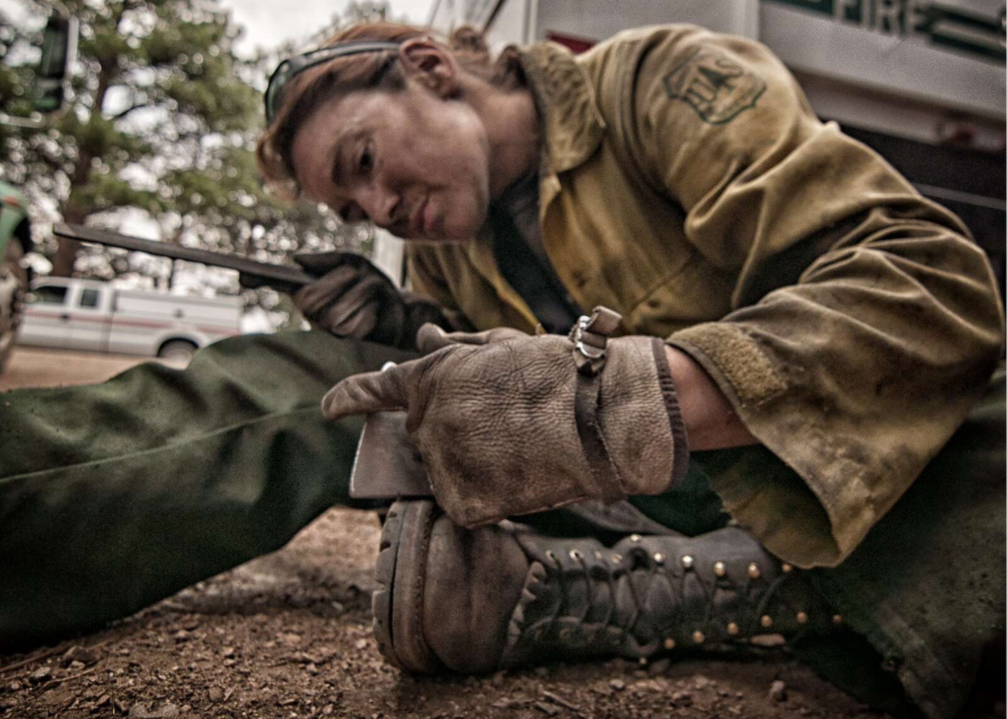 Carrie Bowers working as a wildland firefighter at Klamath National Forest