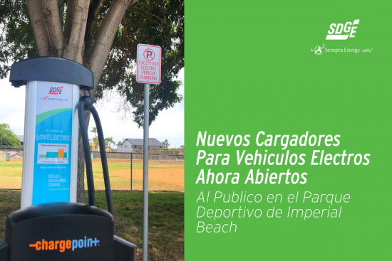 Nuevos Cargadores Para Vehiculos Electros Ahora Abiertos al Publico en el Parque Deportivo de Imperial Beach