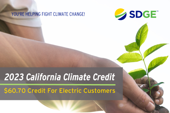 CA Climate Credit to Offset SDG&E Customers' Electric Bills In October