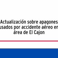 Actualización sobre apagones causados por accidente aéreo en el área de El Cajon